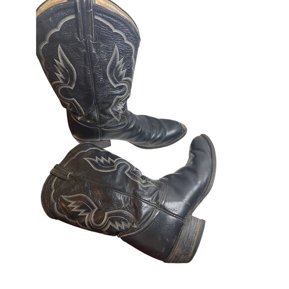 Vintage Tony Lama Black Label Cowboy Boots 9.5 D Style 3519 Western Embroidered main image 9